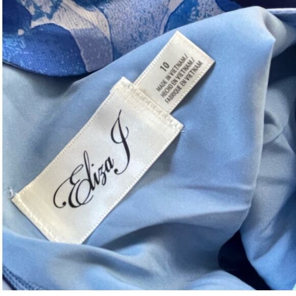 Eliza J Halter Neck Chiffon Maxi A Line Dress Gown Blue Floral Lined Size 10 NWT - Picture 6 of 7